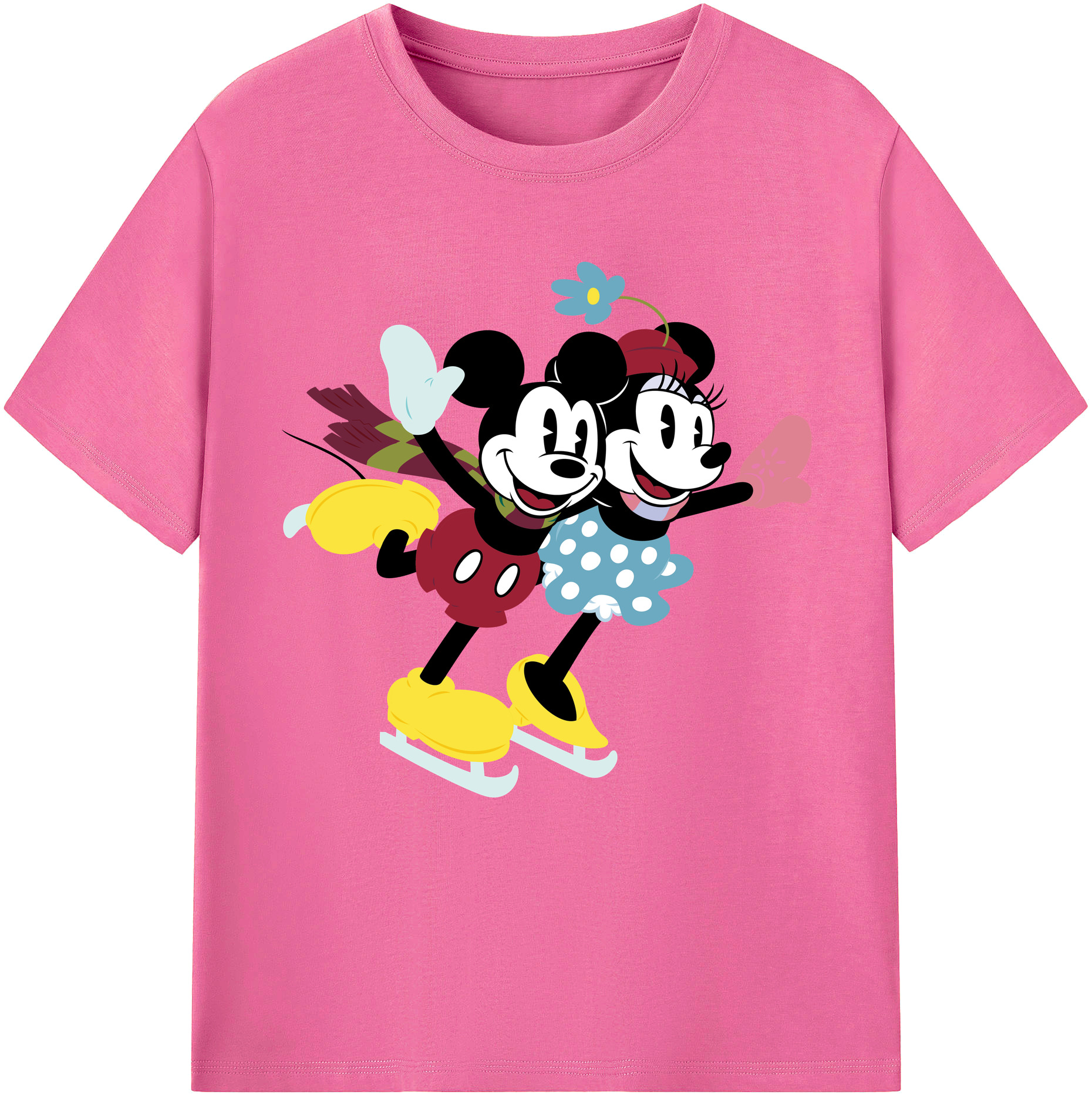 （画像用） ミッキーマウス Mickey Mouse レディースカジュアルプリントTシャツ（綿100％）